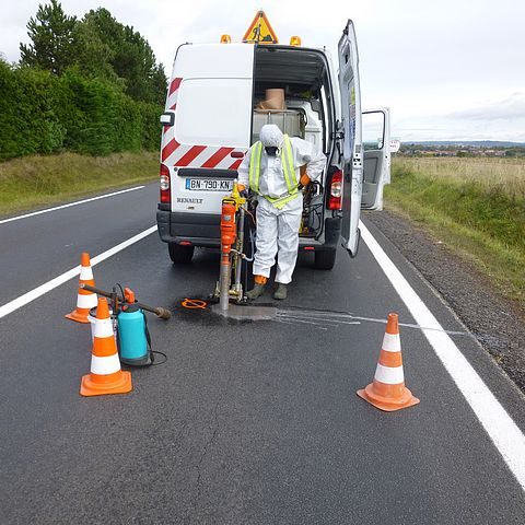 Carrotage de chaussée